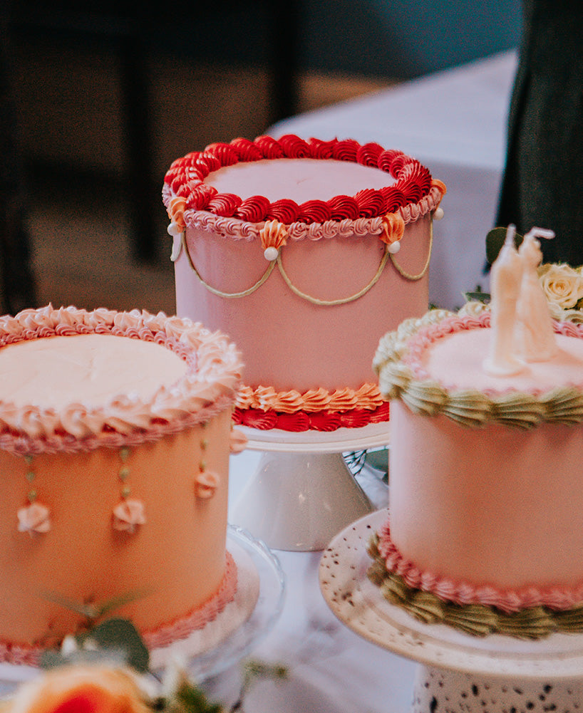 Colourful deconstructed vintage wedding cakes created by Pastel by Rachel. Wedding cakes Ireland. Wedding cakes Northern Ireland
